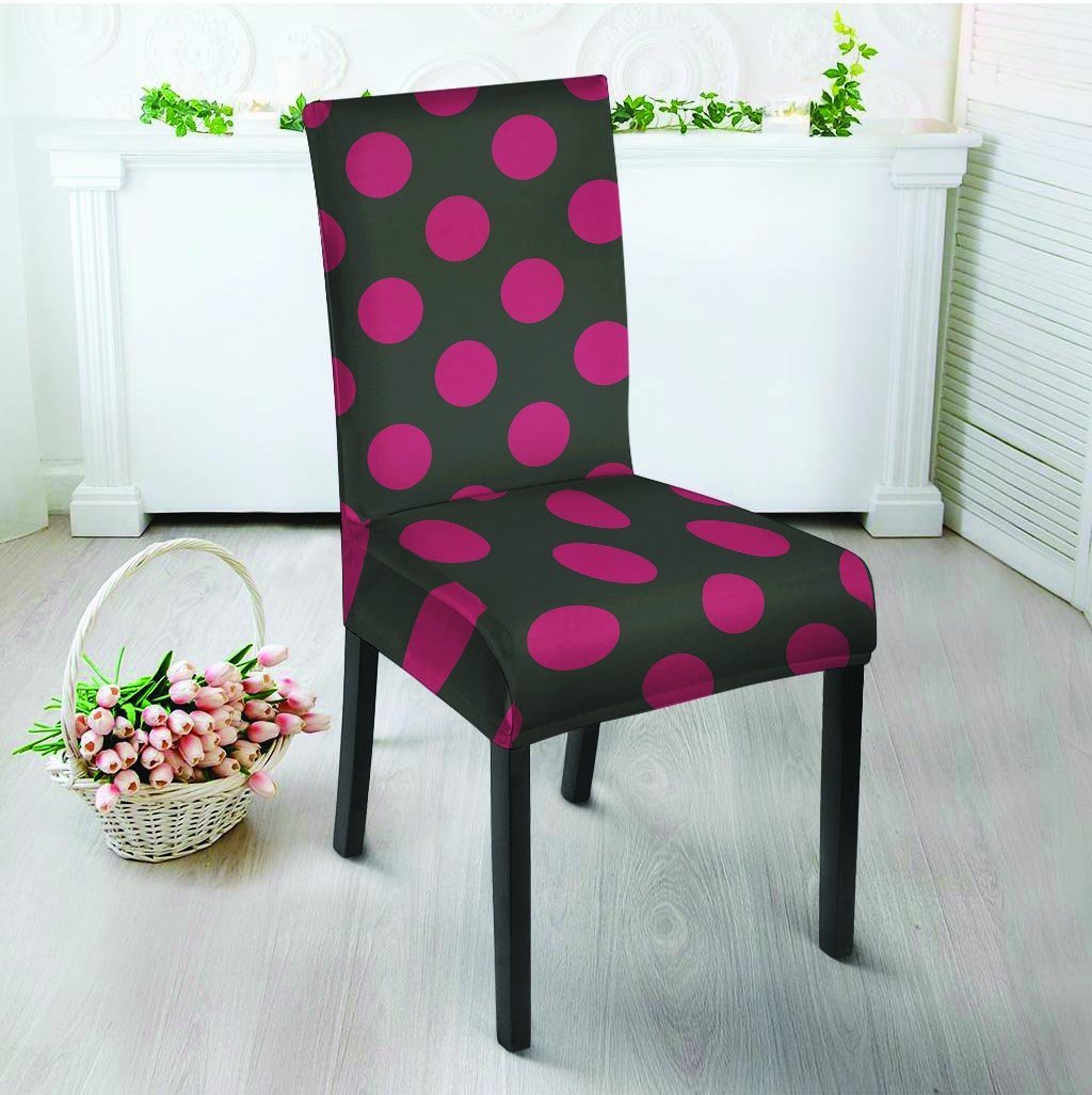 Black And Maroon Polka Dot Chair Cover-grizzshop