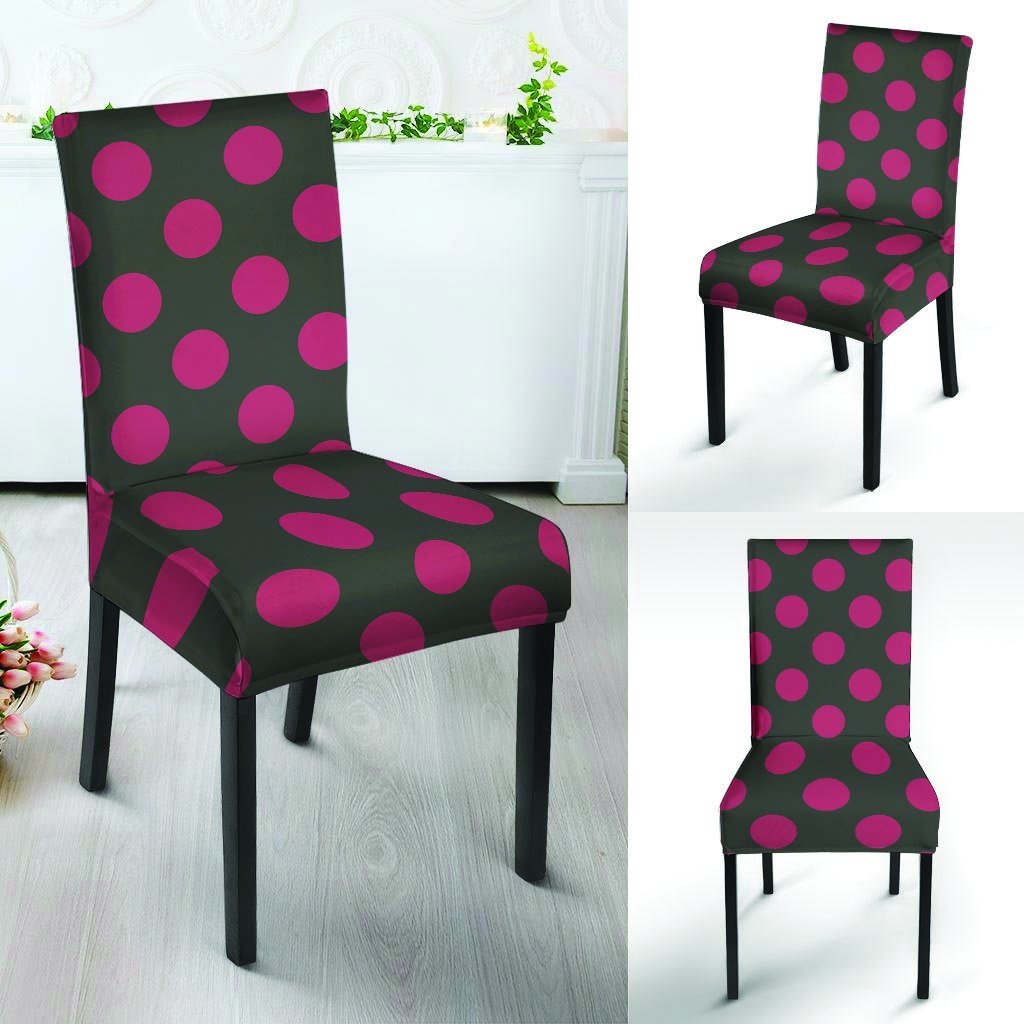 Black And Maroon Polka Dot Chair Cover-grizzshop