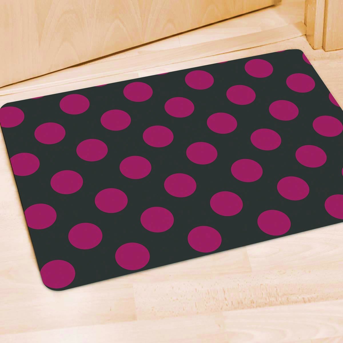 Black And Maroon Polka Dot Door Mat-grizzshop