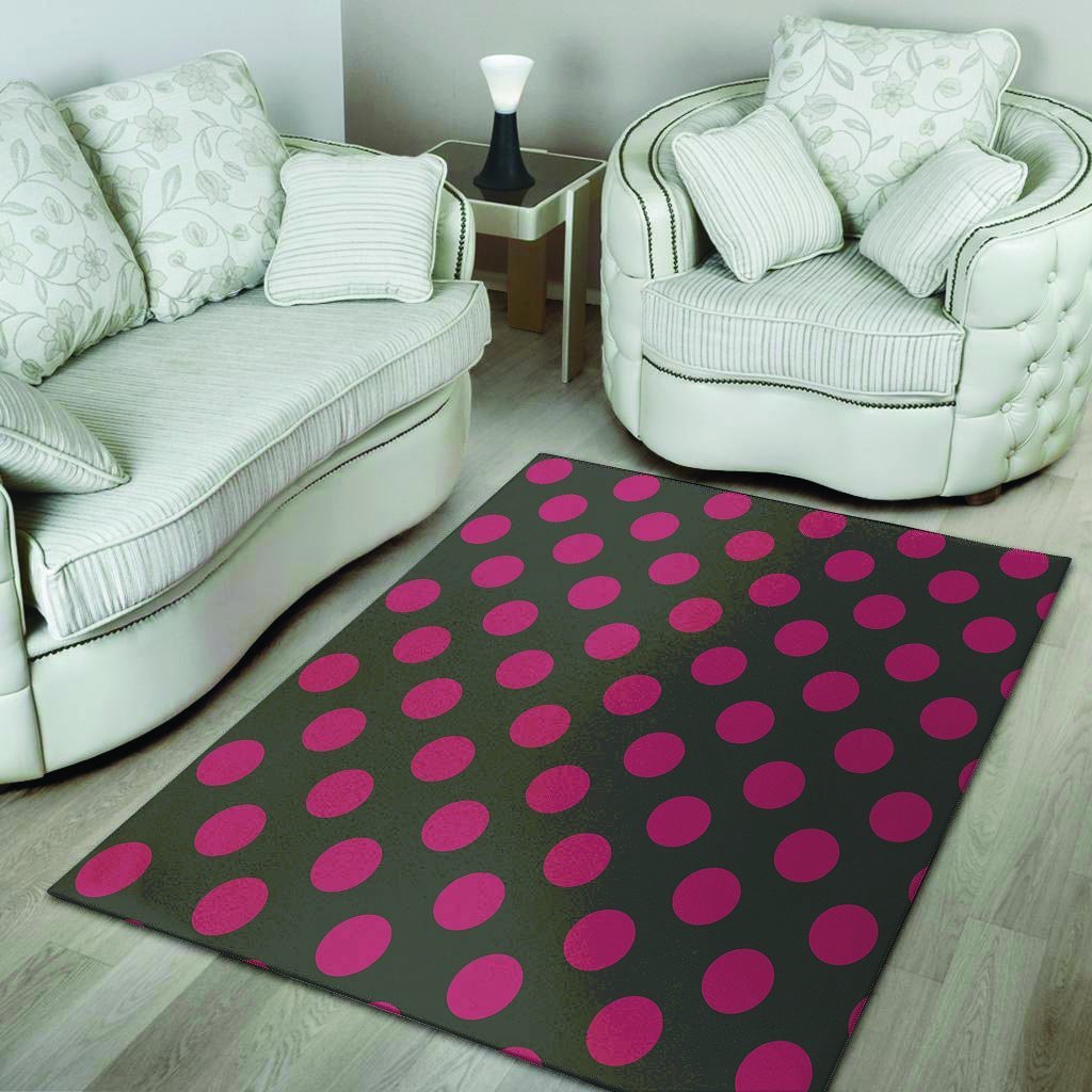 Black And Maroon Polka Dot Floor Mat-grizzshop