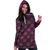 Black And Maroon Polka Dot Hoodie Dress-grizzshop