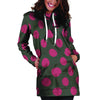 Black And Maroon Polka Dot Hoodie Dress-grizzshop