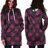 Black And Maroon Polka Dot Hoodie Dress-grizzshop