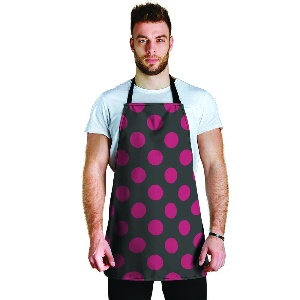 Black And Maroon Polka Dot Men's Apron-grizzshop