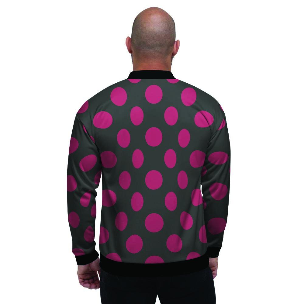 Black And Maroon Polka Dot Men's Bomber Jacket-grizzshop