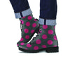 Black And Maroon Polka Dot Men's Boots-grizzshop