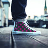 Black And Maroon Polka Dot Men's High Top Shoes-grizzshop