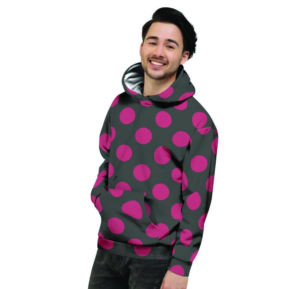 Black And Maroon Polka Dot Men's Hoodie-grizzshop