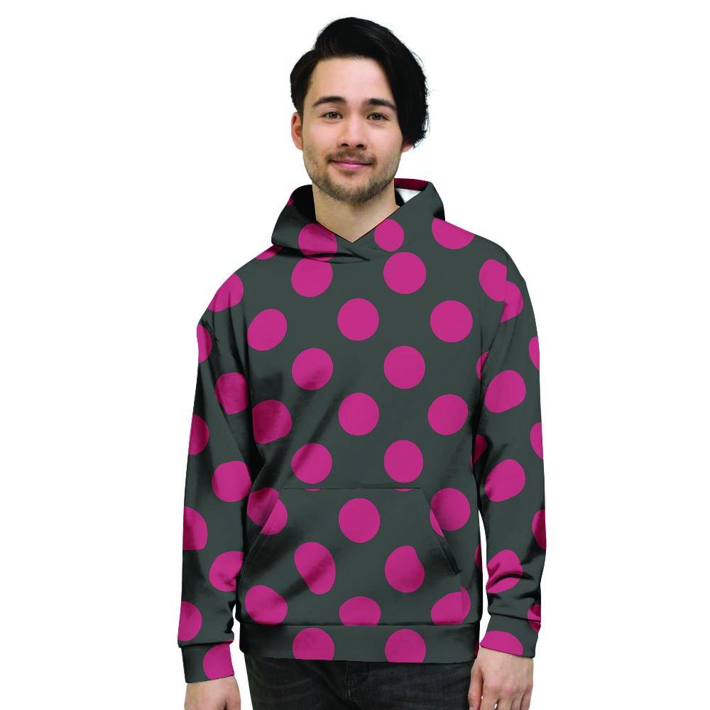 Black And Maroon Polka Dot Men's Hoodie-grizzshop