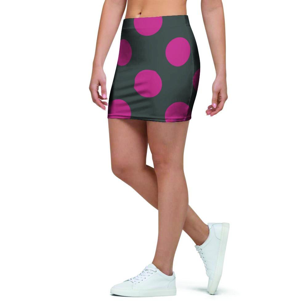 Black And Maroon Polka Dot Mini Skirt-grizzshop