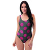 Black And Maroon Polka Dot One Piece Swimsuite-grizzshop