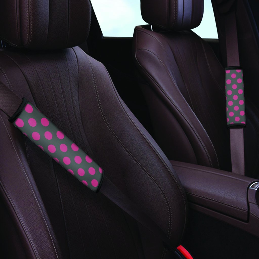 Black And Maroon Polka Dot Seat Belt Cover-grizzshop