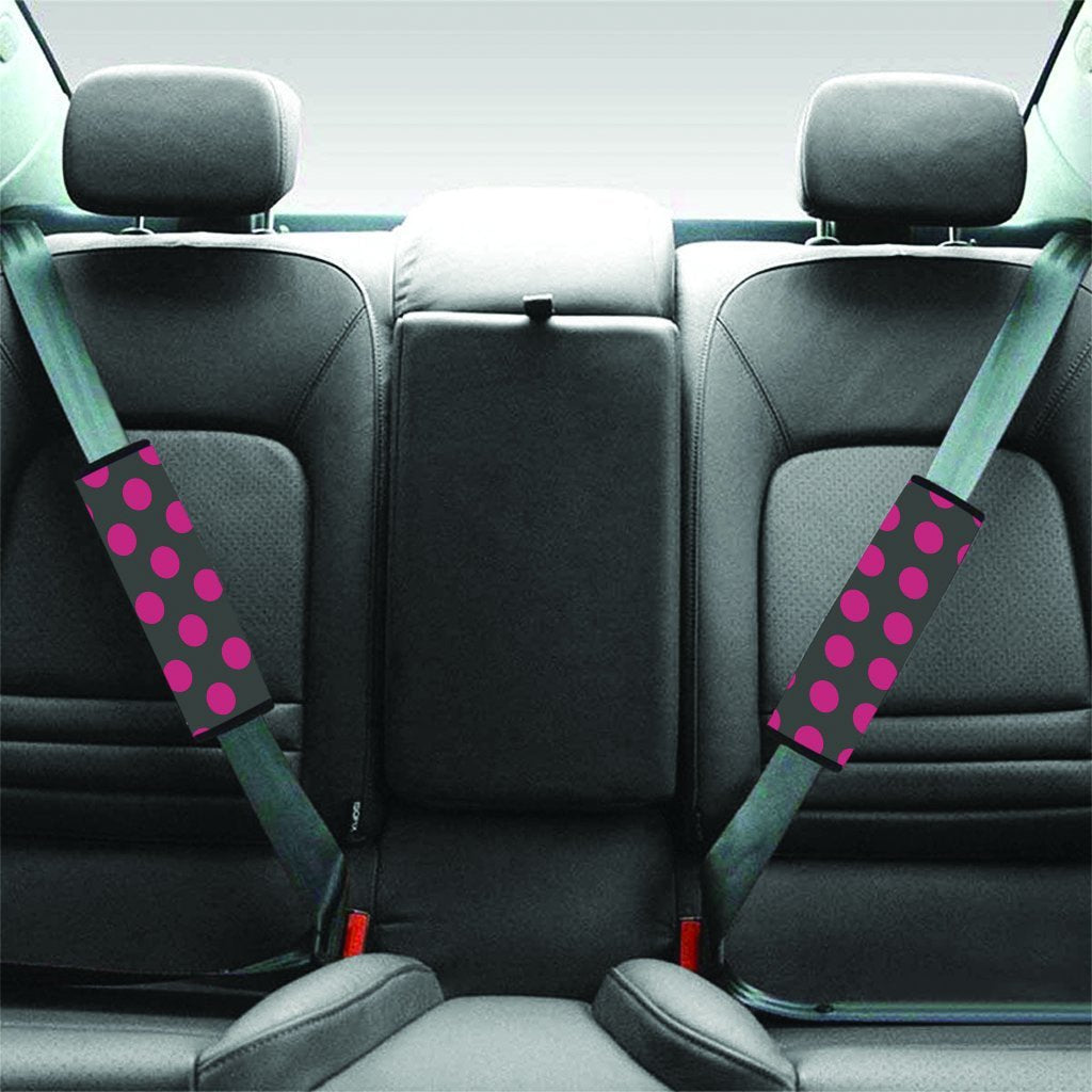 Black And Maroon Polka Dot Seat Belt Cover-grizzshop