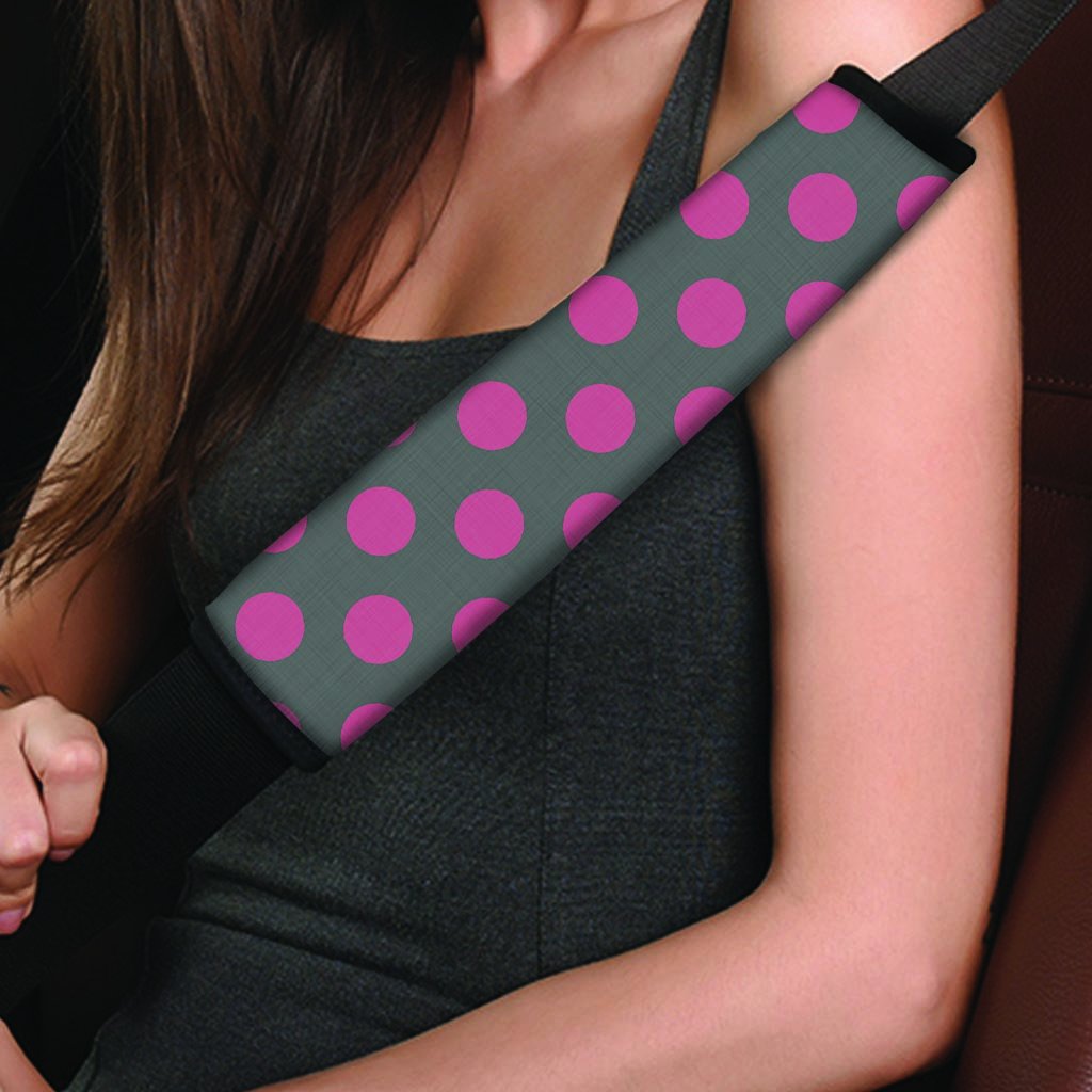 Black And Maroon Polka Dot Seat Belt Cover-grizzshop