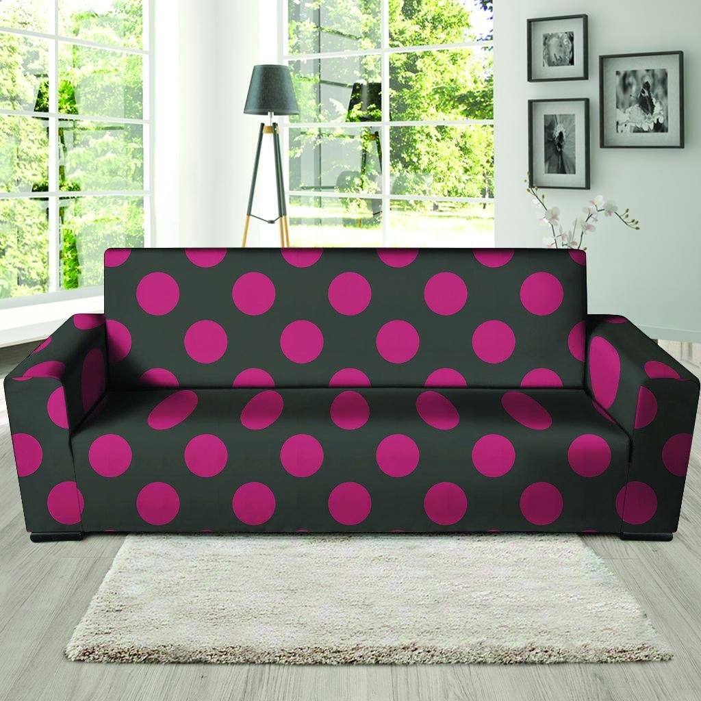 Black And Maroon Polka Dot Sofa Cover-grizzshop