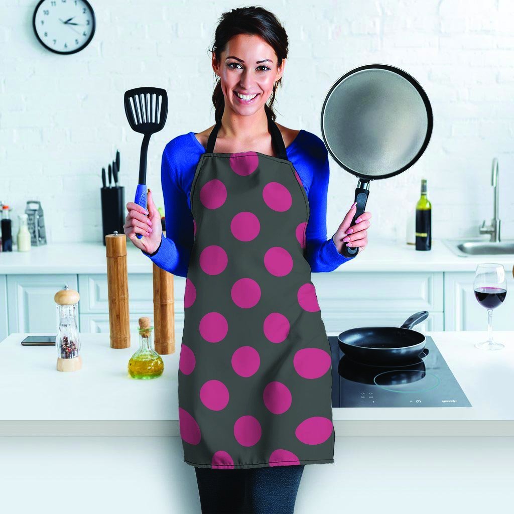 Black And Maroon Polka Dot Women's Apron-grizzshop