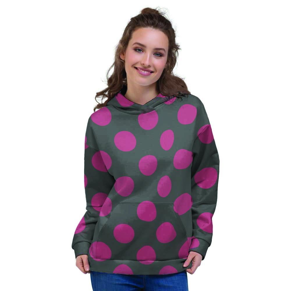 Black And Maroon Polka Dot Women's Hoodie-grizzshop