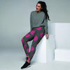 Black And Maroon Polka Dot Women's Joggers-grizzshop