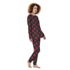 Black And Maroon Polka Dot Women's Pajamas-grizzshop