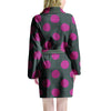 Black And Maroon Polka Dot Women's Robe-grizzshop