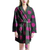 Black And Maroon Polka Dot Women's Robe-grizzshop