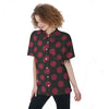 Black And Maroon Polka Dot Women's Short Sleeve Shirts-grizzshop