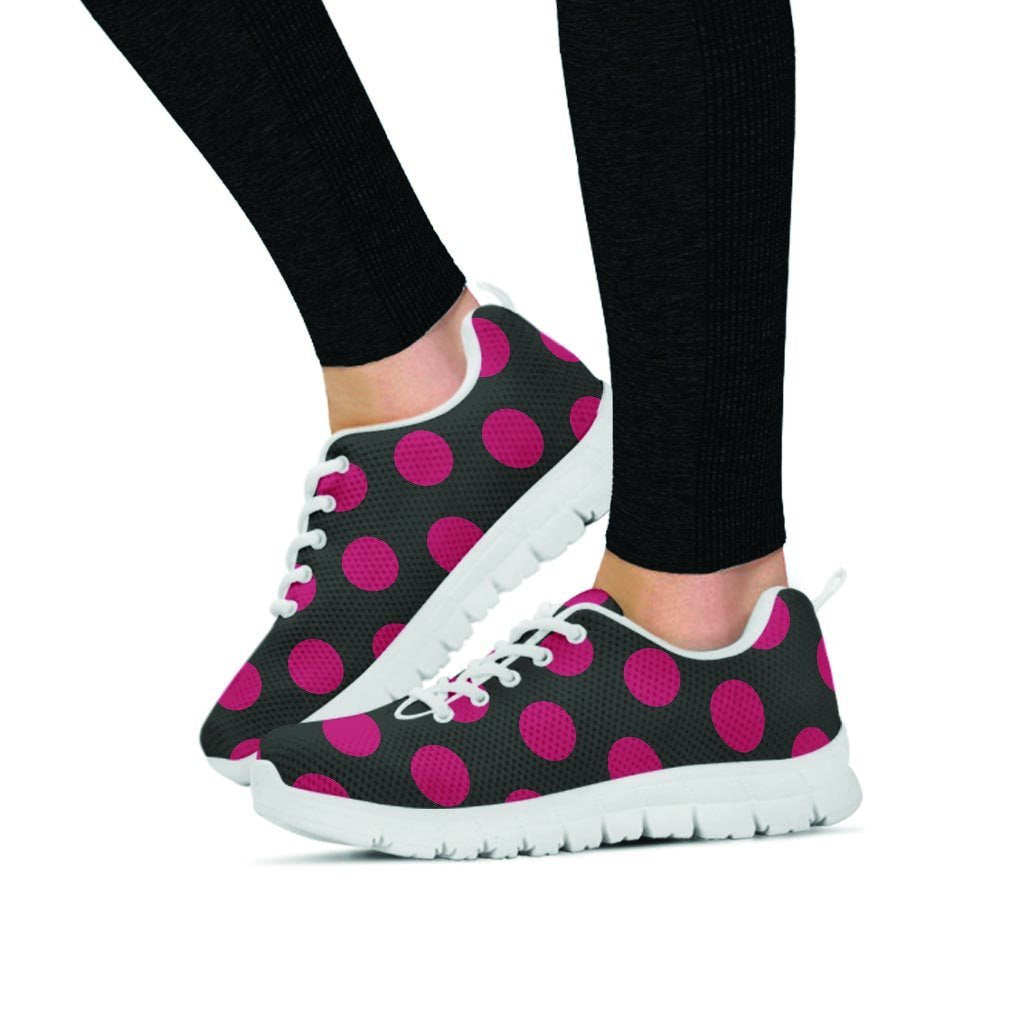 Black And Maroon Polka Dot Women's Sneakers-grizzshop