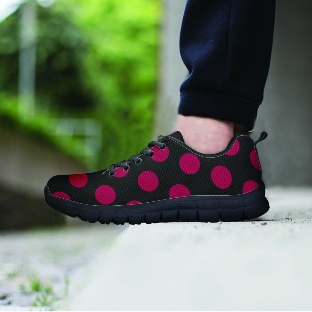 Black And Maroon Polka Dot Women's Sneakers-grizzshop