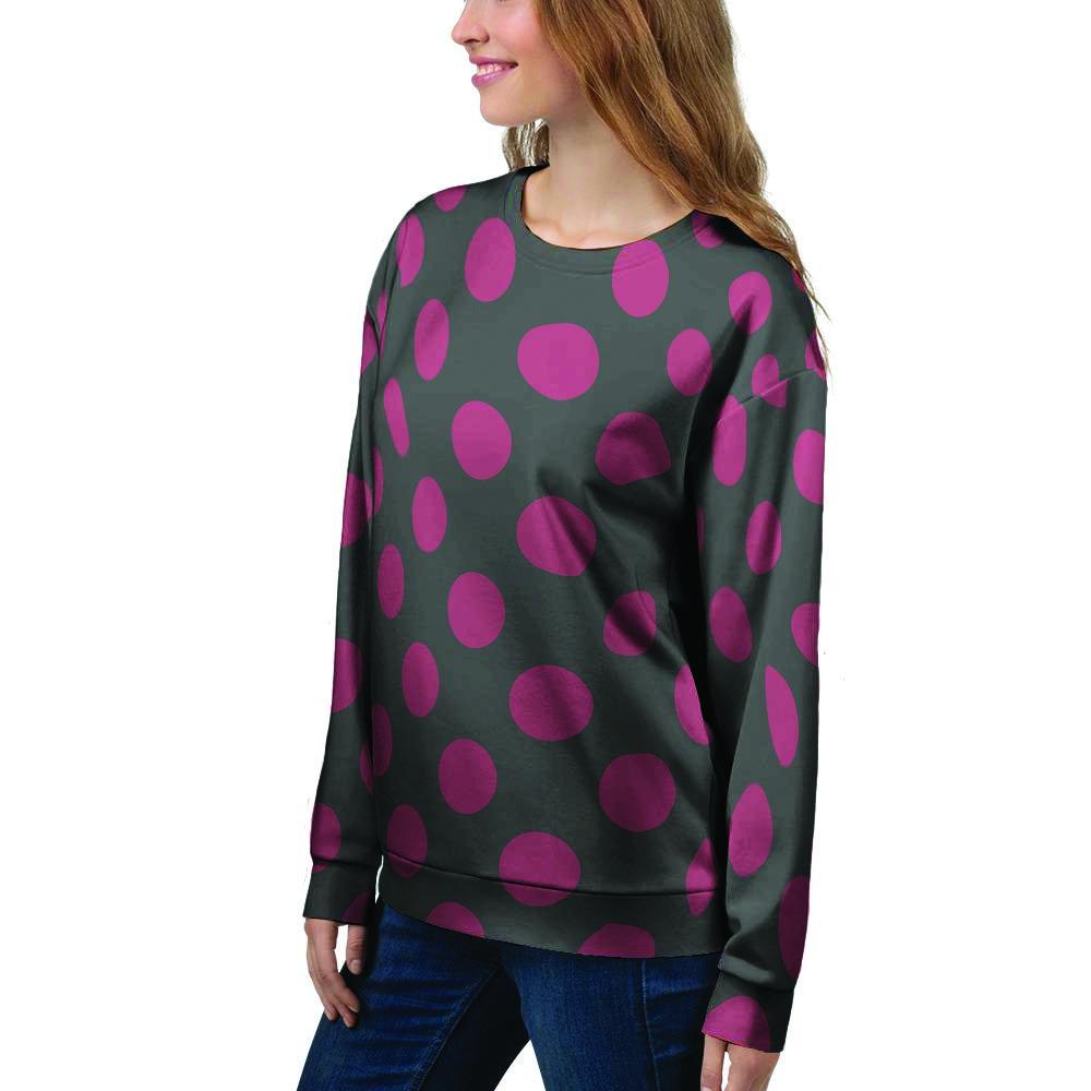 Black And Maroon Polka Dot Women's Sweatshirt-grizzshop