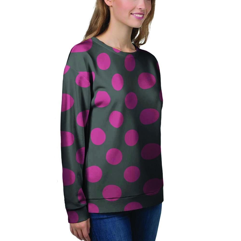 Black And Maroon Polka Dot Women's Sweatshirt-grizzshop