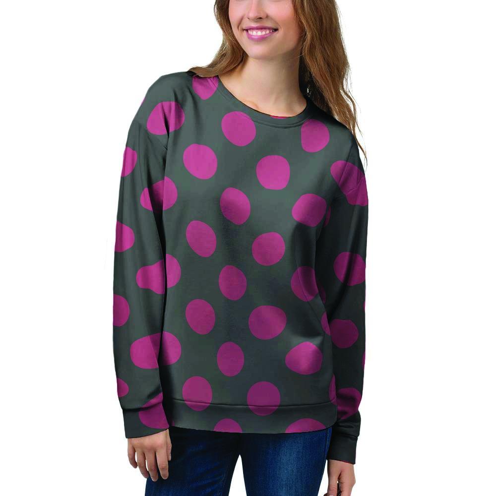 Black And Maroon Polka Dot Women's Sweatshirt-grizzshop