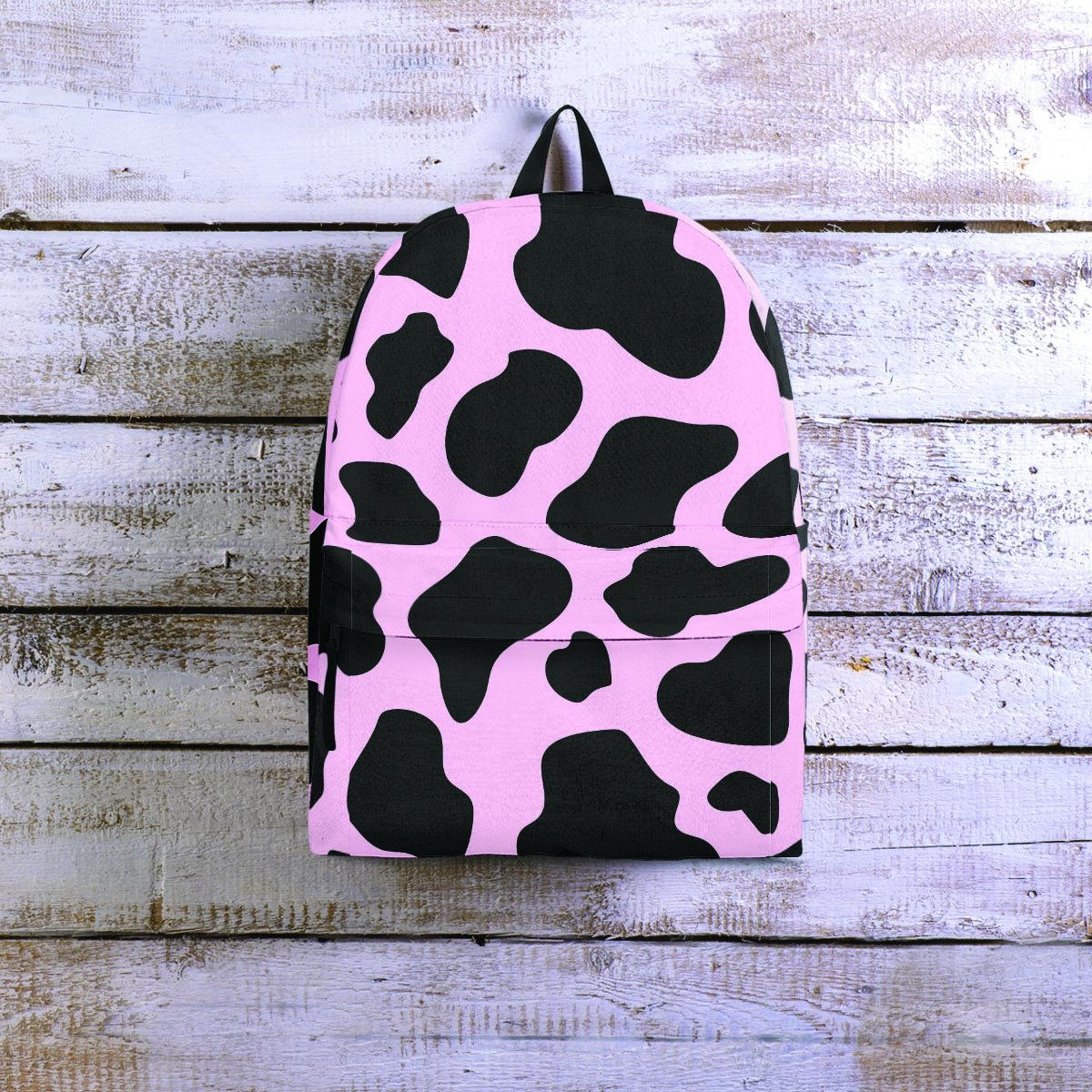 Black And Pink Cow Print Backpack-grizzshop