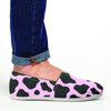 Black And Pink Cow Print Canvas Shoes-grizzshop