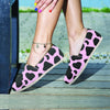 Black And Pink Cow Print Canvas Shoes-grizzshop