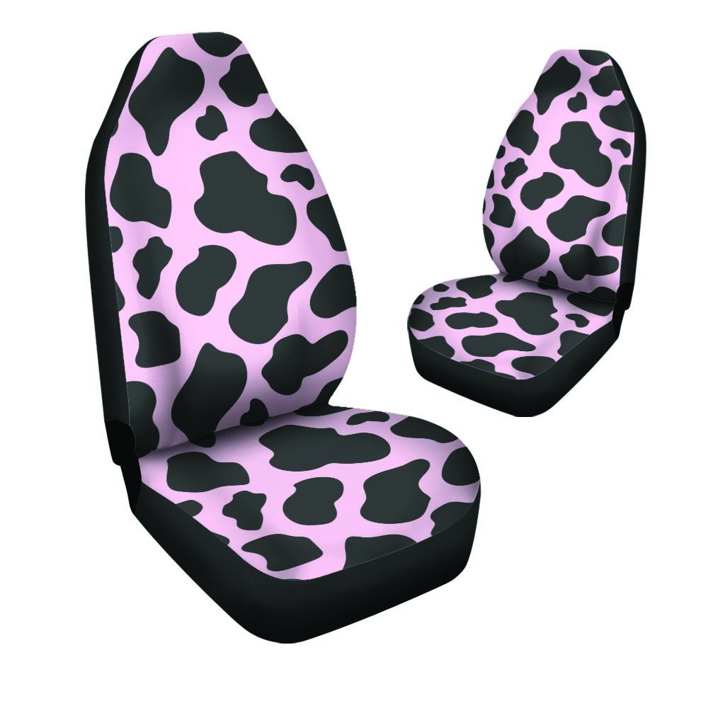 Black And Pink Cow Print Car Seat Covers-grizzshop