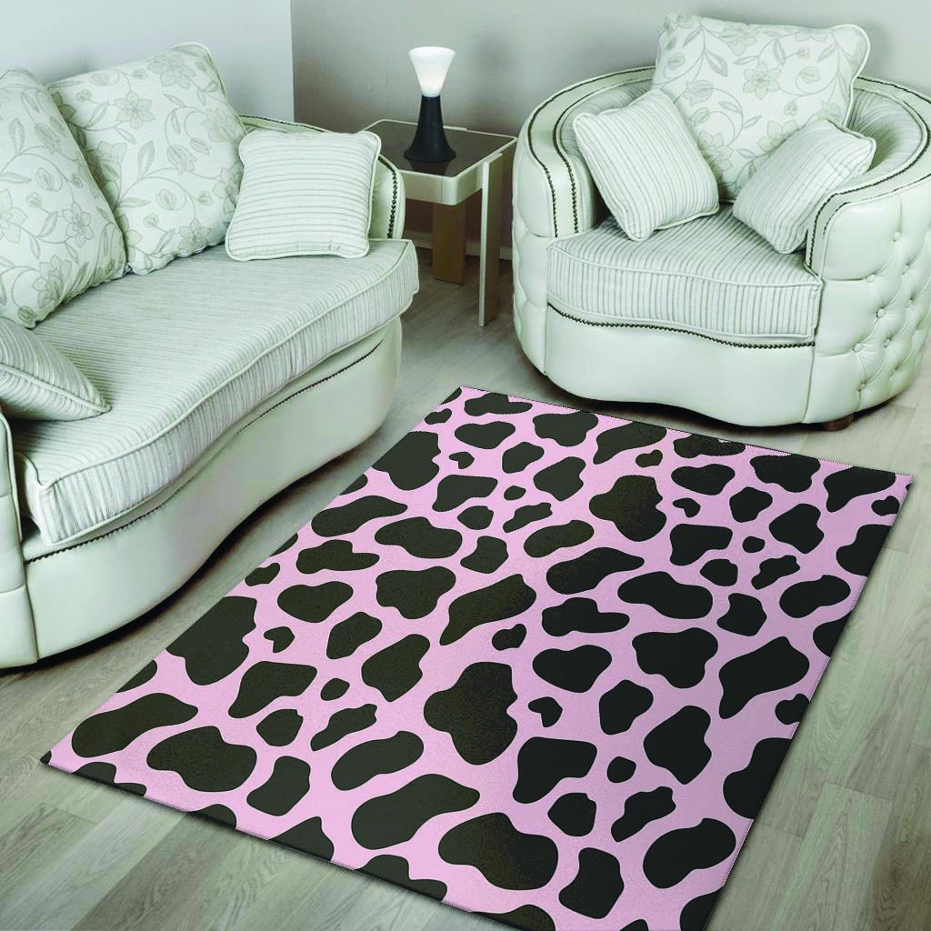 Black And Pink Cow Print Floor Mat-grizzshop