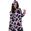 Black And Pink Cow Print Hoodie Dress-grizzshop