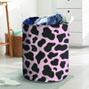 Black And Pink Cow Print Laundry Basket-grizzshop