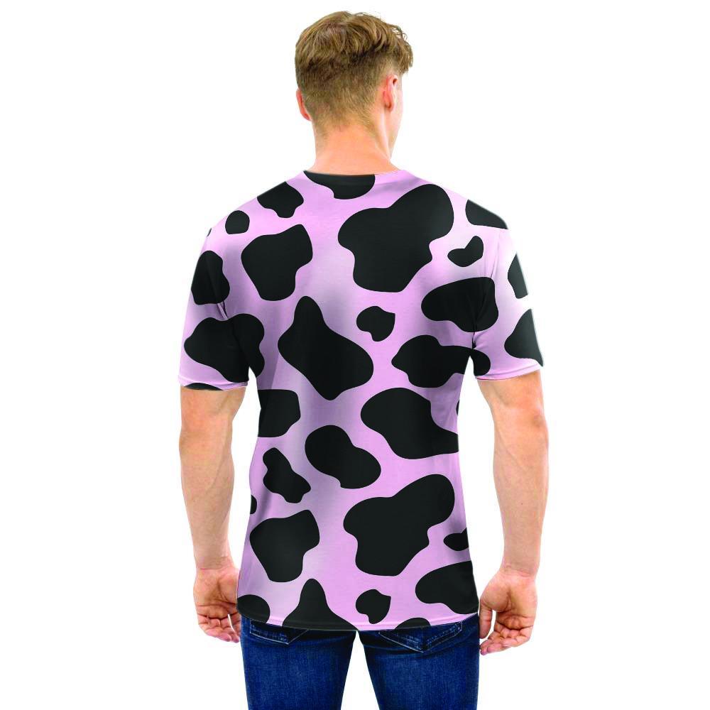 Black And Pink Cow Print Men T Shirt-grizzshop