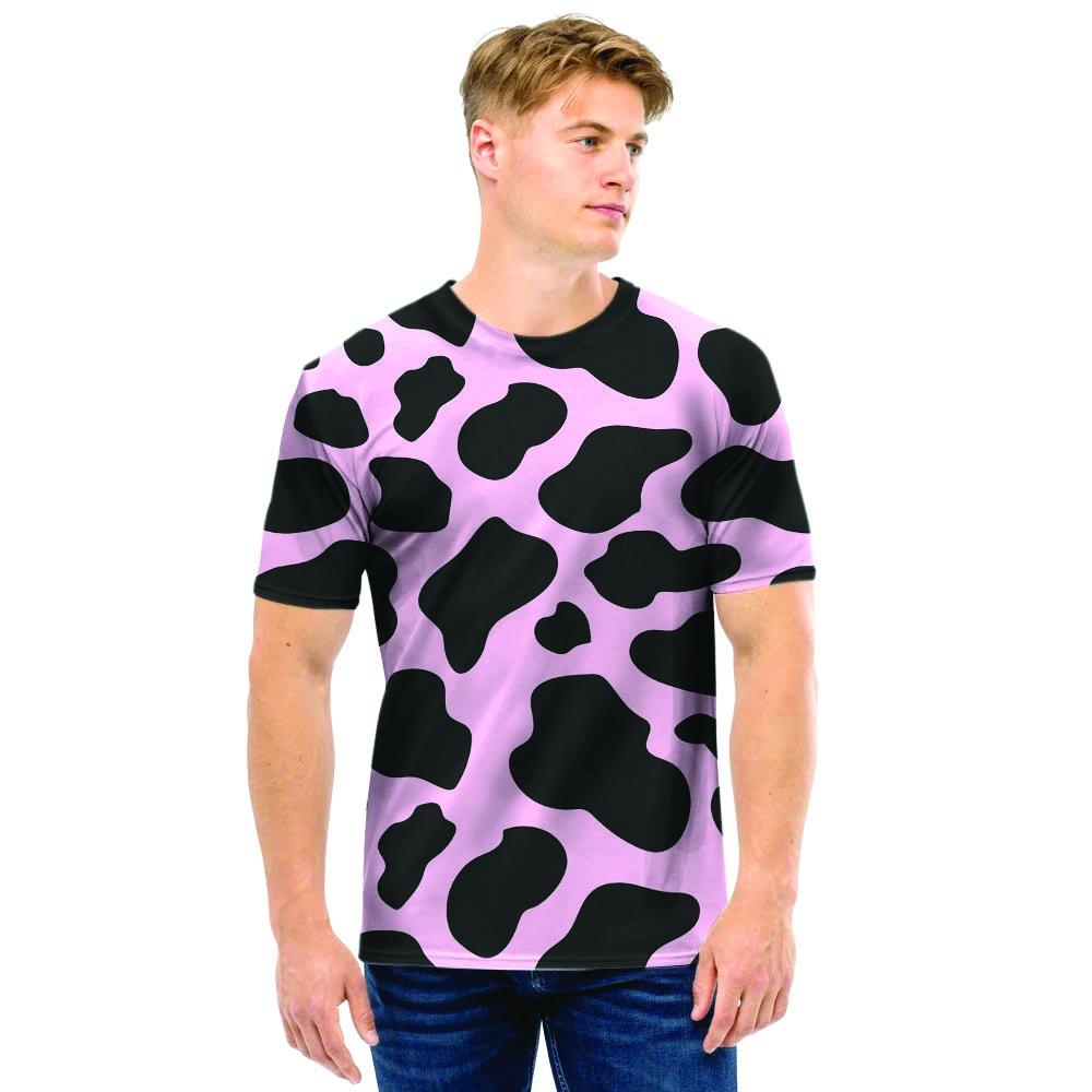 Black And Pink Cow Print Men T Shirt-grizzshop