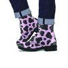 Black And Pink Cow Print Men's Boots-grizzshop