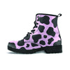 Black And Pink Cow Print Men's Boots-grizzshop