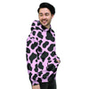 Black And Pink Cow Print Men's Hoodie-grizzshop