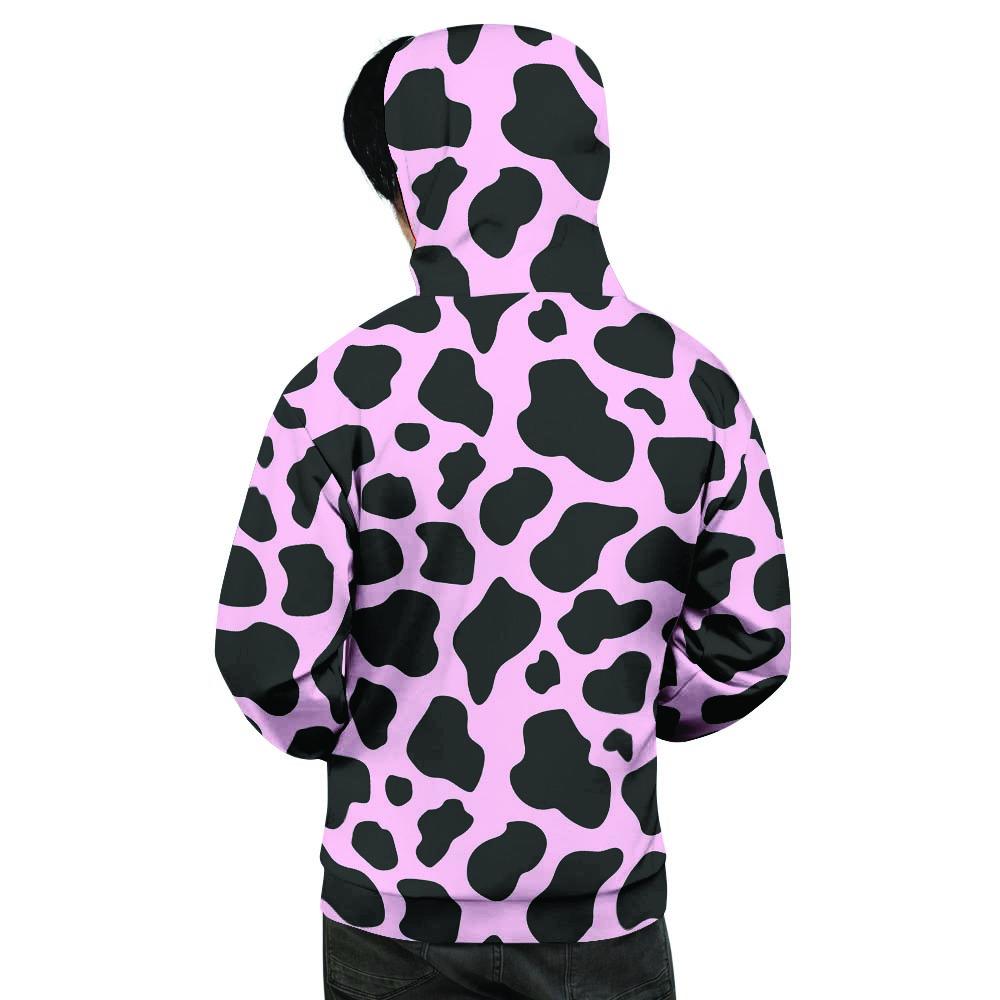 Black And Pink Cow Print Men's Hoodie-grizzshop