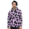 Black And Pink Cow Print Men's Hoodie-grizzshop