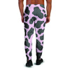 Black And Pink Cow Print Men's Joggers-grizzshop