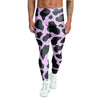 Black And Pink Cow Print Men's Leggings-grizzshop