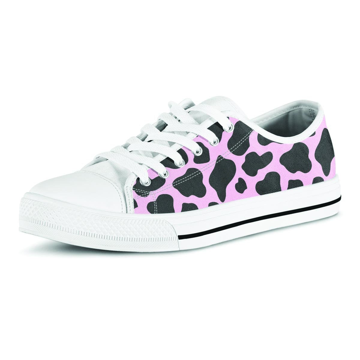 Black And Pink Cow Print Men's Low Top Shoes-grizzshop