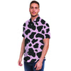 Black And Pink Cow Print Men's Short Sleeve Shirt-grizzshop