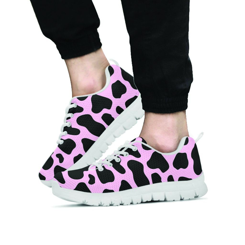 Black And Pink Cow Print Men's Sneakers-grizzshop